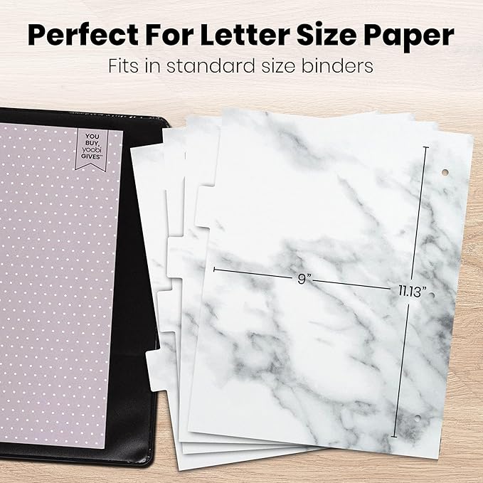 Yoobi 1 Inch Marble Binder & 8-Tab Marble Binder Divider Set - 4-Pack of 3-Ring with 2 Pockets, 4-Pack of Organizer Tabs w/Blank Sticky Labels - Perfect for School, Home or Office
