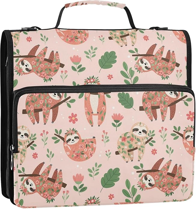 Zipper Binder Bag 3 Ring File Folder Portfolio Organizer Zippered Binder Bags with Strap Fits Laptop Women Men