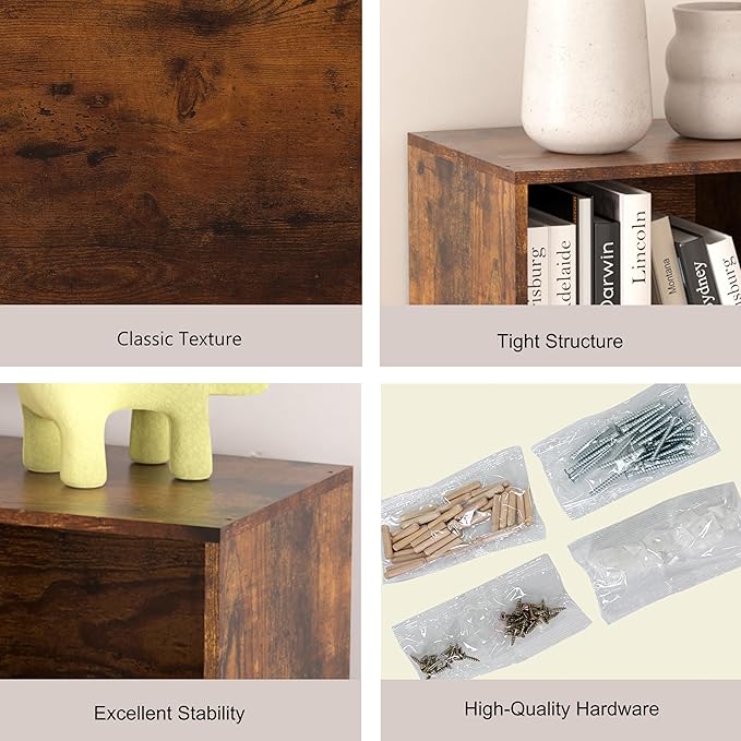 Wooden 6 Cube Storage Organizer with Closed Back Panel,White Cube Shelf Cubby Storage Organizers with Compartments for Living