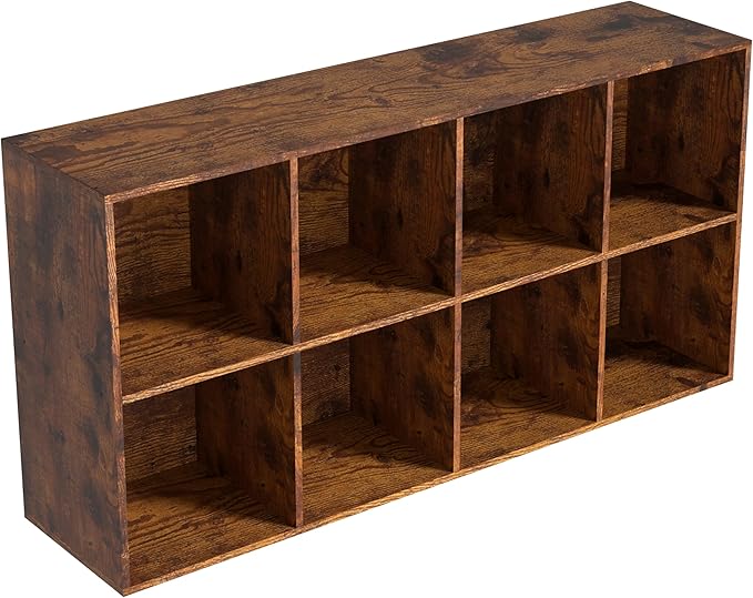 Wooden 8 Cube Storage Organizer with Closed Back Panel,White Cube Shelf Cubby Storage Organizers with Compartments for Living