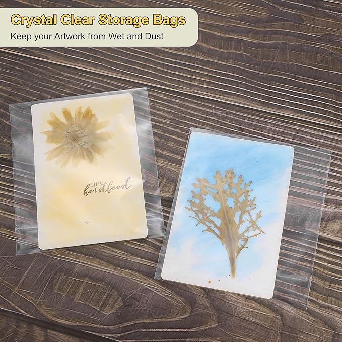 uxcell 7.9"x 4.3" Acid-Free Picture Sleeve, 120 Pack Crystal Clear Photo Sleeves Storage Bags Transparent Sealing Bag for 4.3"x 6.7" Art Prints, Pictures, Photos, Frame Mats Mattes