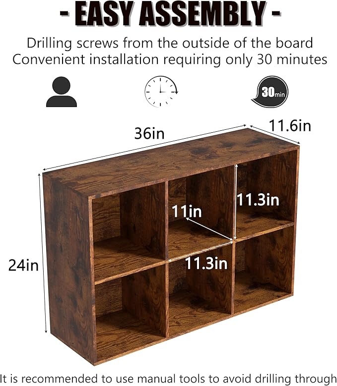 Wooden 6 Cube Storage Organizer with Closed Back Panel,White Cube Shelf Cubby Storage Organizers with Compartments for Living