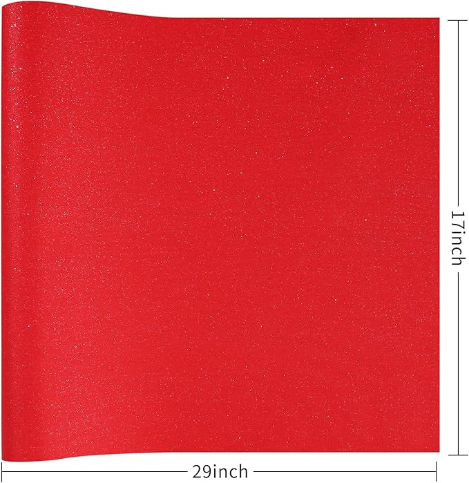 Wooqu Book Cloth, Fabric Surface and Paper Backed, Easy to Use, Strong, 17x29”, for Book Binding, Glitter Red
