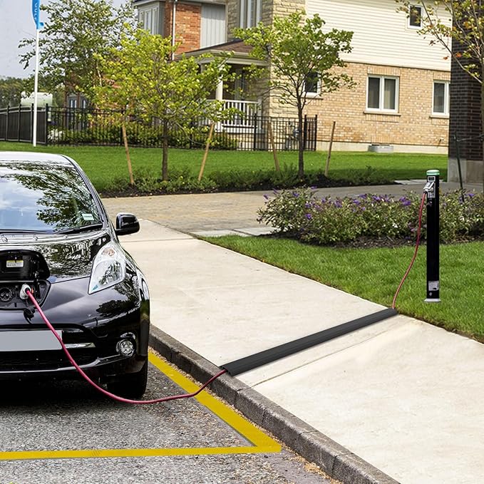 10 ft Cord Covers for Wires on Floor, Heavy Duty PVC Duct Floor Cord Cover, Floor Cable Cover Easy to Unroll Prevent Trip Hazard for Home Office or Outdoor Settings (Black)