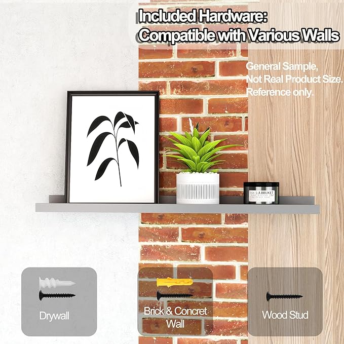 White Floating Shelves for Wall Decor, Long Wall Mounted Storage Shelf for Bedroom, Living Room, Bathroom, Kitchen, Nursery, Display Picture Ledge Shelf with Lip Set of 2-48 Inches, Walnut