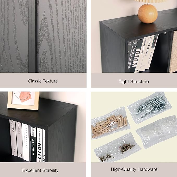 Wooden 5 Cube Storage Organizer with Closed Back Panel,White Cube Shelf Cubby Storage Organizers with Compartments for Living