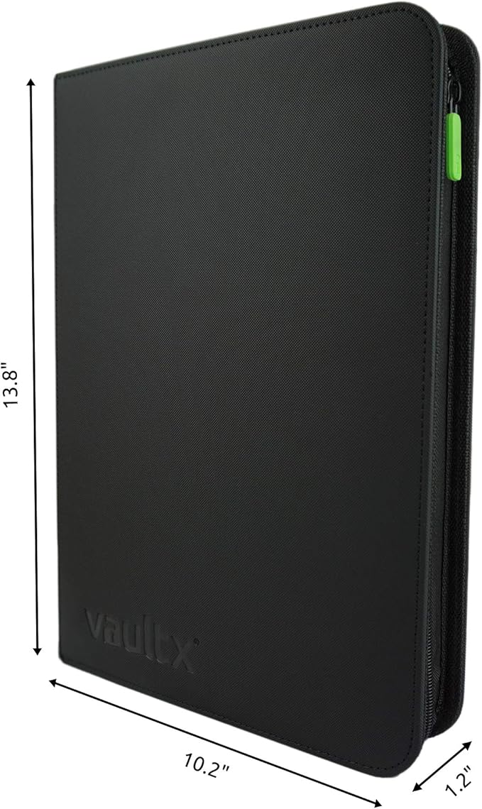 Vault X 9 Pocket Trading Card Zip Binder, 360 Cards, Premium Exo-Tec Album Material, 20 Side-Loading Pages, Folder for Collectible Games, Sports, TCG (Black)