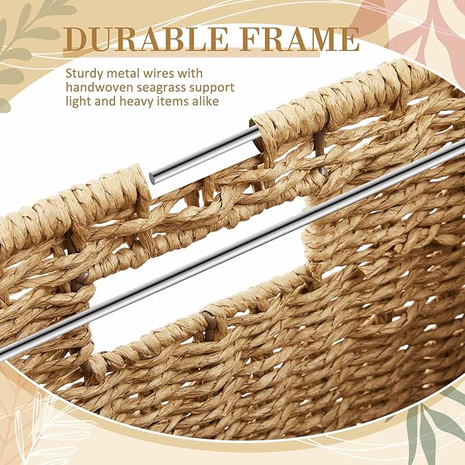 2 Pack Paper Rope File Box Organizers Collapsible Letter Size Filing Cabinet with Lid Woven Hanging File Basket Portable Decorative Document Storage Box for Office/Decor/Home (Letter Size)