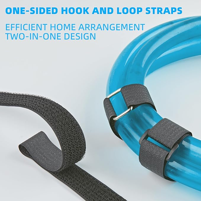 1" x 12Yard Reusable Cable Straps with 40 Plastic Buckles - Adjustable Cut-to-Length Nylon Hook and Loop roll for Organizing and Storage