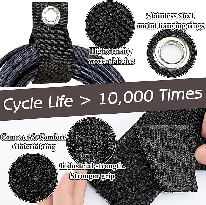 Zkptops 12Pcs Extension Cord Holder Organizer Heavy Duty Storage Straps Large 13 Inch (Unfolded) Cord Strap Wrap Hanger Garage Hooks Organization Essentials Extension Storage Wrap for Cable Hose Tools