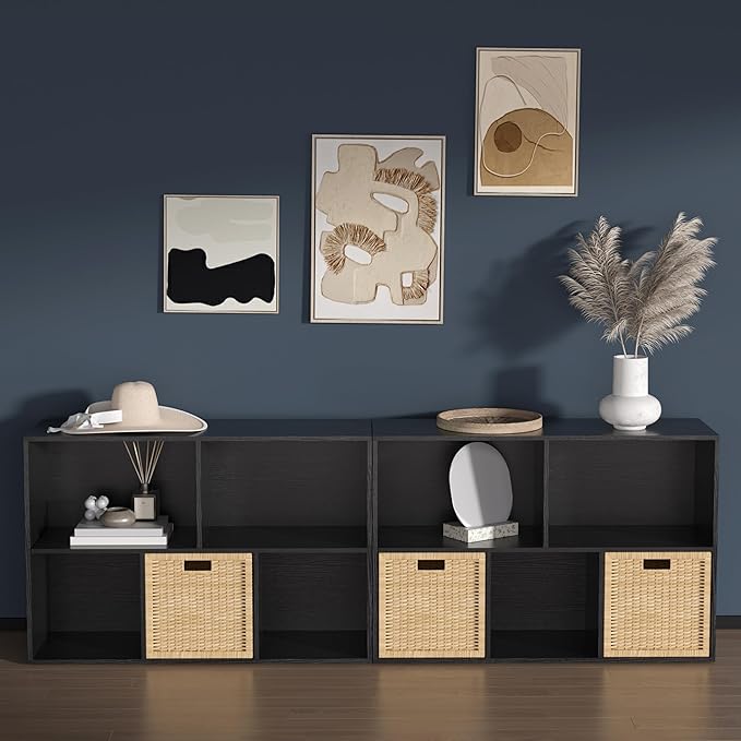 Wooden 5 Cube Storage Organizer with Closed Back Panel,White Cube Shelf Cubby Storage Organizers with Compartments for Living