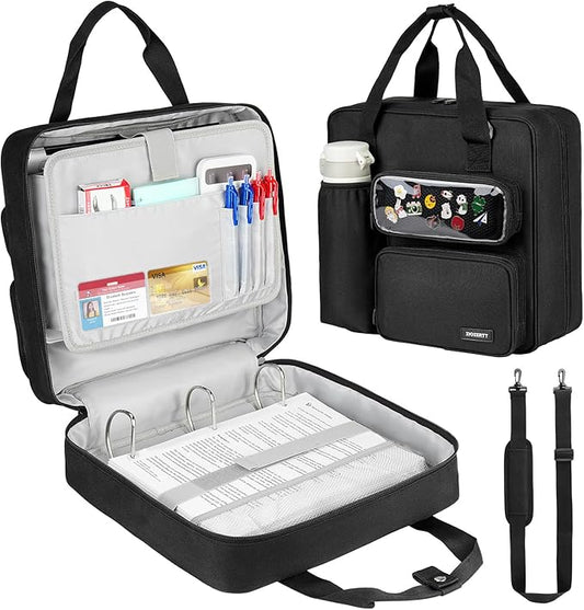 Zipper Binder 3 Ring with Ita Window,700 Sheets Capacity, Binder 3 Inch with Shoulder Strap Fits 13 Inch Laptop for School and Office,Black