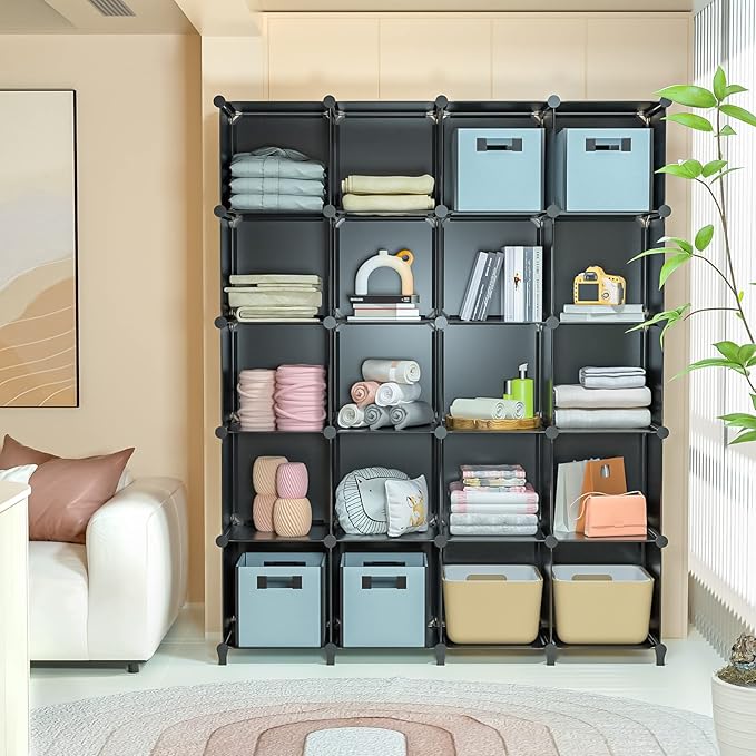 12 Cube Storage Organizer for Clothes, DIY Portable Closet Shelves Clothing Storage for KidsShelves Clothing Storage for Kids