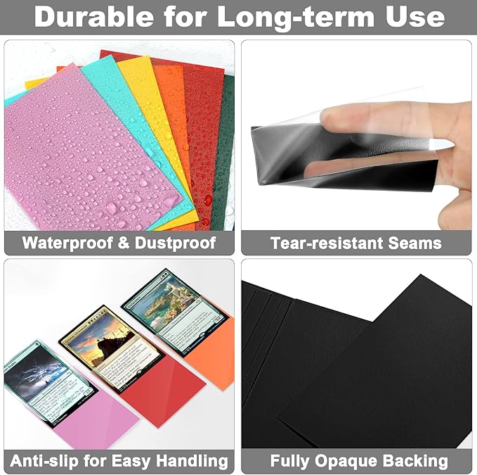 White Card Sleeves 200 Pack, Standard Card Sleeves Sturdy Sleeves Matte Back Finish, Perfect Shuffling - Protect All Your Trading Cards Collectible Cards by Fabmaker, Never Tear