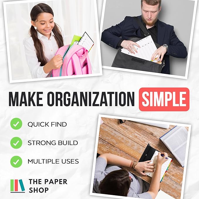 [10 Pack] A4 Binder Dividers with Tabs | 1-10 Numbered Dividers for 3 Ring Binder | Durable 3 Ring Binder Dividers with Tabs for Office, School & Home