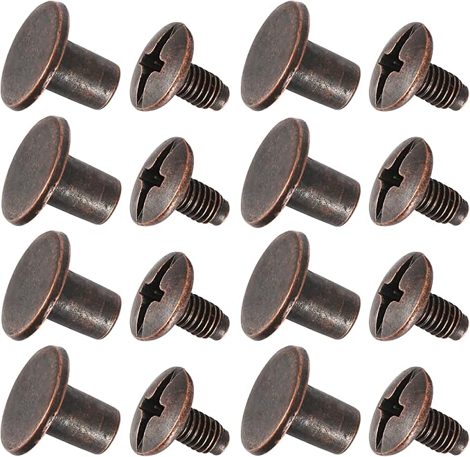 YORANYO 150 Sets 8MM Chicago Screws Leather Rivets for Fabric Chicago Binding Screws Buttons Metal Studs Rivets for Decorate and Repair Belts Bags Shoes Purse Dog Collar Leather Craft (Copper)