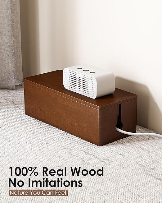 YECAYE Wooden Cable Management Box, Power Strip Cord Organizer Box, Cord Hider for Office, Living Room, Bedroom,Magnetic Lid Design, Cable Organizer for Desk, Wire Management