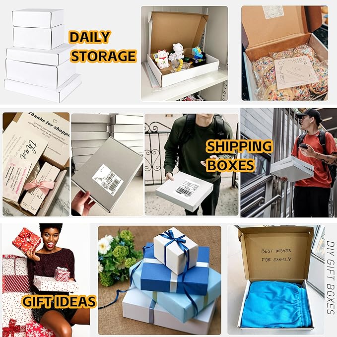 12x9x3 inch Shipping Boxes Set of 20, White Corrugated Cardboard Box Literature Mailer for Mailing Packing Moving and Storage