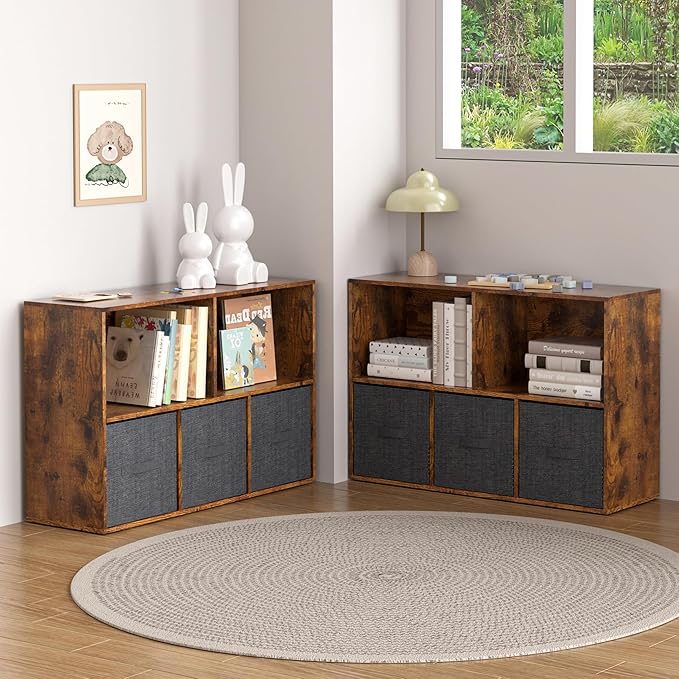 Wooden 5 Cube Storage Organizer with Closed Back Panel,White Cube Shelf Cubby Storage Organizers with Compartments for Living