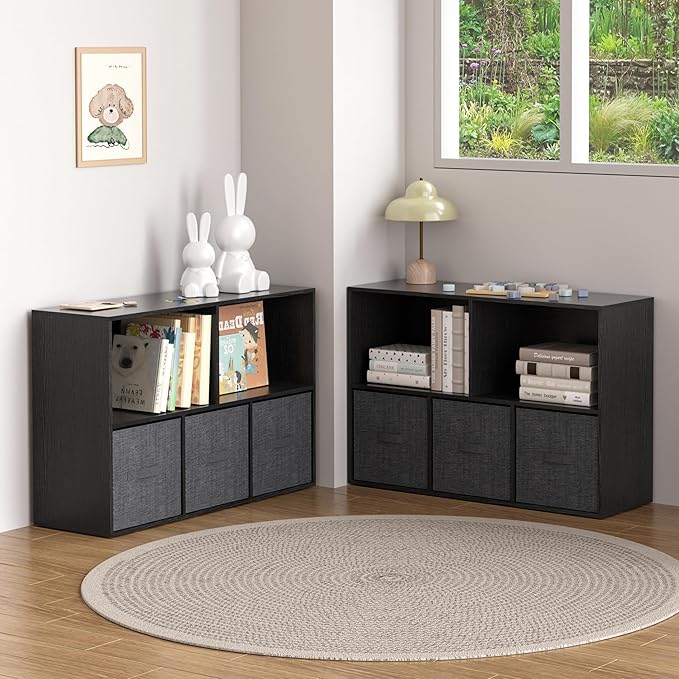 Wooden 5 Cube Storage Organizer with Closed Back Panel,White Cube Shelf Cubby Storage Organizers with Compartments for Living