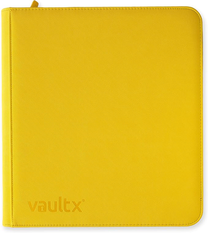 Vault X 12 XL Pocket Trading Card Zip Binder - 624 cards, Premium Exo-Tec Album Material, 26 Side-Loading Pages, Folder for Collectible Card Games, Sports, TCG (Yellow)