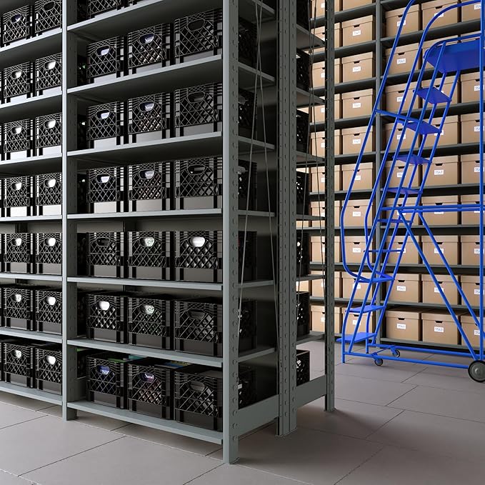 13 in. x 13 in. x 11 in. Heavy-Duty Black 16 Qt Milk Crate – Stackable Storage Container with Handles