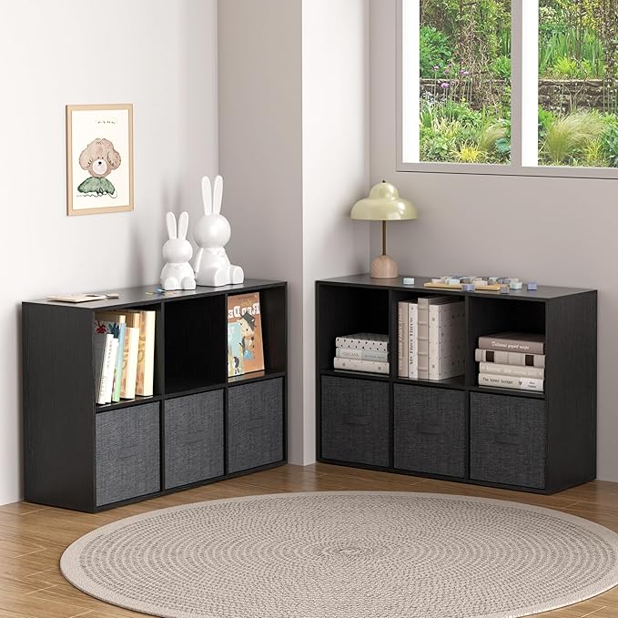 Wooden 6 Cube Storage Organizer with Closed Back Panel,White Cube Shelf Cubby Storage Organizers with Compartments for Living