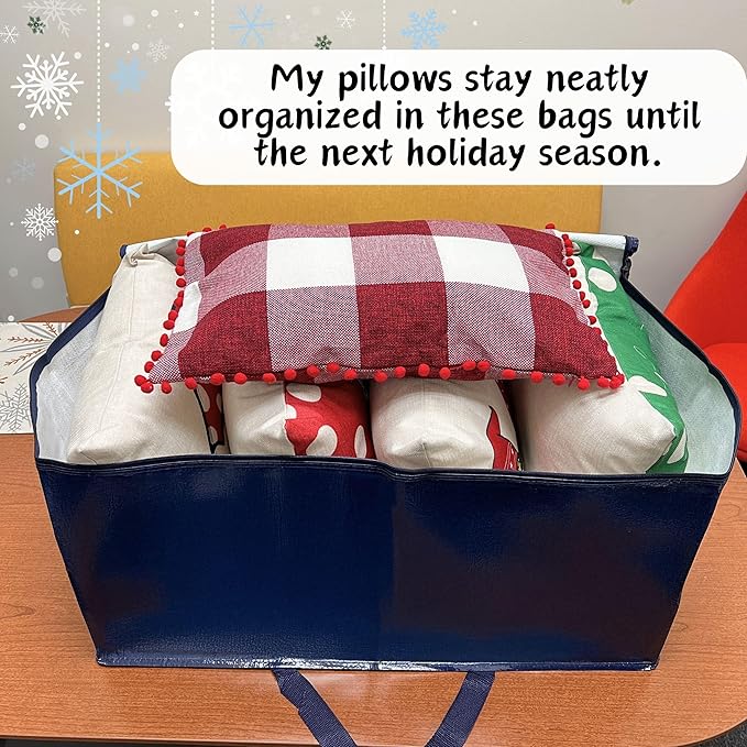 VENO 4 Pack Moving Bags and Large Christmas Decoration Storage Bins with lids. Alternative to Moving Boxes, Packing Supplies for College. Heavy Duty Totes (Blue, 4 Pack)